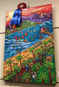 Jana's LVAG award winning painting,"Happy"