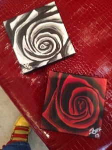 Rose on Canvas White or Red in Acrylic by Bex. Fabulous only $25