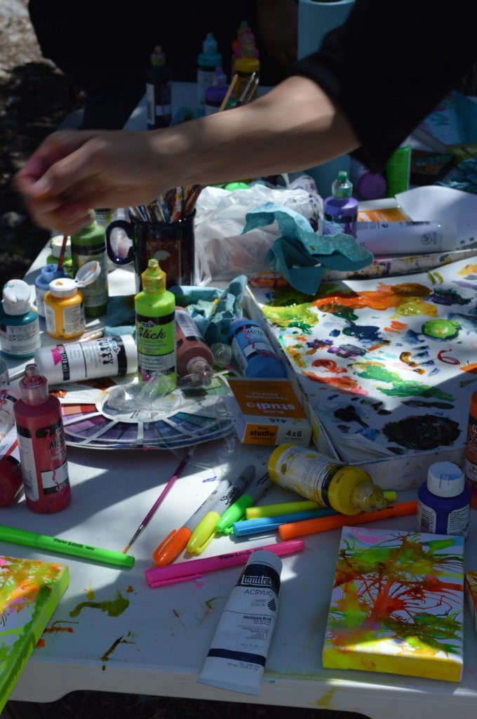 Art supply table at our Camping Trip in May ... So Much Fun!